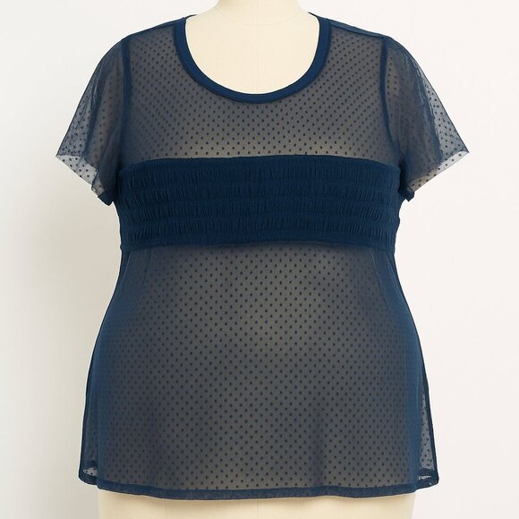 Torrid Black Mesh Polka Dot Top Women’s Plus See Measurements - Picture 1 of 3